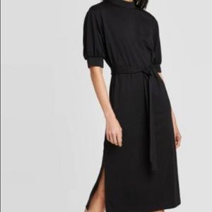 Who What Wear High Neck Rib Trim A-Line Midi Dress NWOT